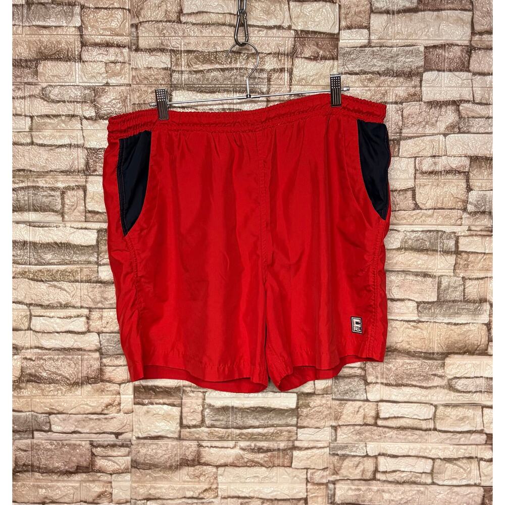 Vintage Chaps Ralph Lauren Red Mens Swim Trunks Fold into bag Size LArge